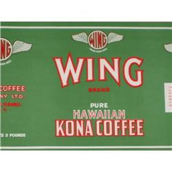 5 VINTAGE WING HAWAII KONA COFFEE LABELS / #2270771