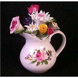 PORCELAIN ROSE BOUQUET FLOWER PITCHER new #2270863