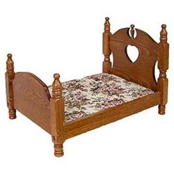 DOLL HOUSE OAK WOOD DOLL BED / NEW #2270915
