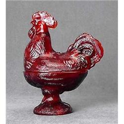 RED ROOSTER GLASS DISH / NEW #2270923