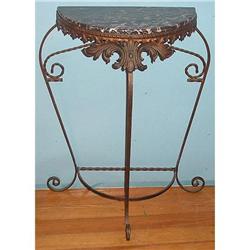 WROUGHT IRON & BLACK MARBLE CONSOLE TABLE #2270957