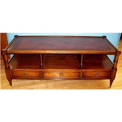 MAHOGANY COFFEE TABLE WITH PATTERNED LEATHER #2270959