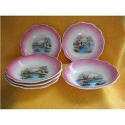 Six Vintage China Berry Bowls w/Lake Scene #2271237