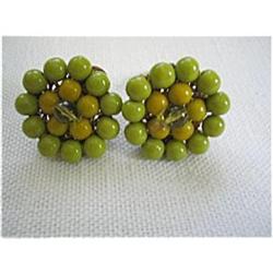 Miriam Haskell Clip On Green Glass Bead #2271276