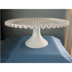 Fenton Milk Glass Hobnail Cake Stand w/Ruffled #2271290