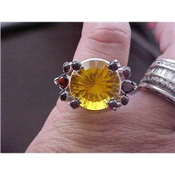14k WG Ring 16mm Fancy Cut Citrine Garnets #2271316
