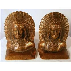 Bookends c1920 Solid Copper Amer. Indians #2271325