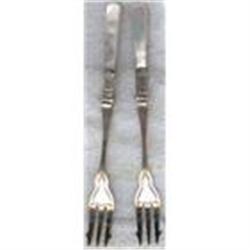 Pickle Forks. Pair MOP & Silver Plate c1930 #2271329