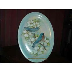 Cabinet Platter. Hand Painted Bluebirds #2271373