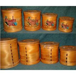 Nice Old Bent Wood Kitchen Canister Set   #2271527
