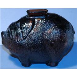 OLD  Brown (root beer colored) glass piggy Bank#2271529