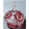 Image 1 : Ruby Flash Crystal Glass Lidded Bowl  #2271539