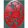 Image 1 : Red Painted Metal Rooster Trivet Decor "Japan".#2271541