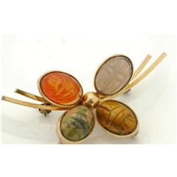 Gemstone Scarab Pin  signed Bal-Ron #2271546