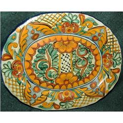 Lovely Old Mexican Oval Talavara Platter- #2271559
