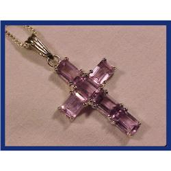 Amethyst & Sterling Crucifix Pendant & Chain #2271574