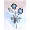 Image 1 : Sterling Flower Pin PearlescentBlue Czech Glass#2271576