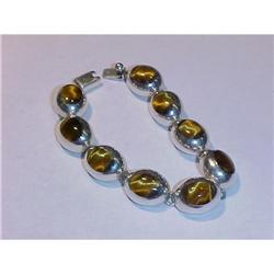 Taxco Sterling Tigereye Links Bracelet #2271578
