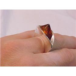 Amber Pyramid & Sterling  Ultra Modernist Ring #2271579