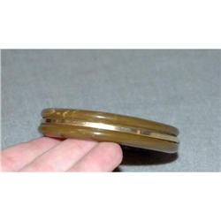 Muddy Army Green Bakelite Bangle with gold band#2271588