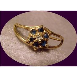 Dainty Diamond & Blue Sapphire Yellow Gold Ring#2271590