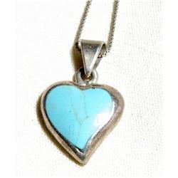 Turquoise and Sterling Silver Heart Pendant #2271597