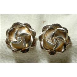 Old Taxco Mexico Sterling Silver Rose Earrings #2271599
