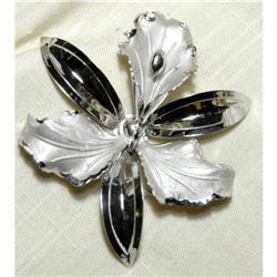Huge Sterling Silver Orchid Brooch  #2271601