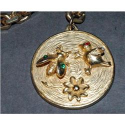 Trifari Bird & Bee Medallion Charm Bracelet  #2271611