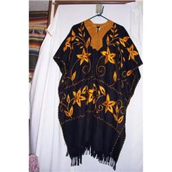 Antique  Embroidered Mexican Poncho #2284451