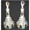 Image 1 : Two Green Cut to Clear Bohemian Decanters #2284852