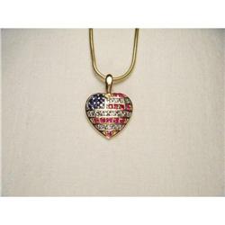 14K Diamond Ruby Sapphire Heart Flag Pendant #2284892