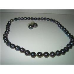 Tahiti Black pearls Earrings& Necklace #2285116