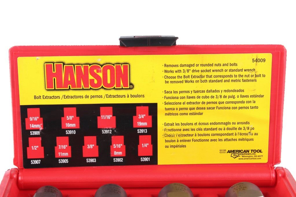 Irwin Hanson 54009 9 Piece SAE Bolt Extractor Set