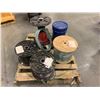 Image 2 : Skid Lot of Wire & 5 Gallon Bucket of Industrial Lubricant (see pics)