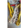 Image 4 : BOX WITH ASSORTED ROPE, PEG BOARD HOOKS, AND DOG LEASH