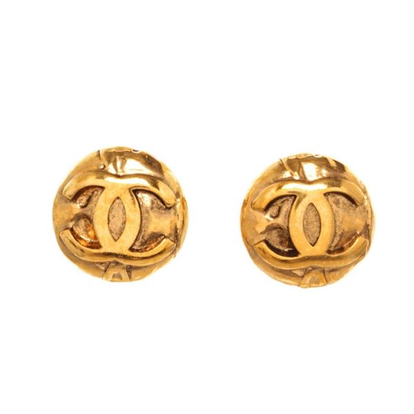 Chanel Gold CC Disc Earrings