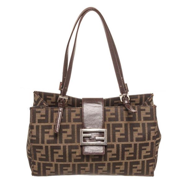 Fendi Brown Canvas Shoulder Bag