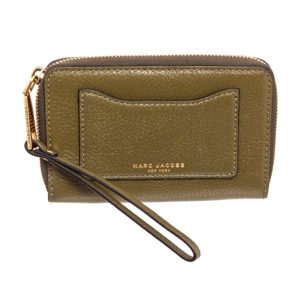 Marc Jacobs Green Leather Recruit Zippy Wallet