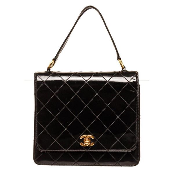 Chanel Black Leather Square Flap Shoulder Bag