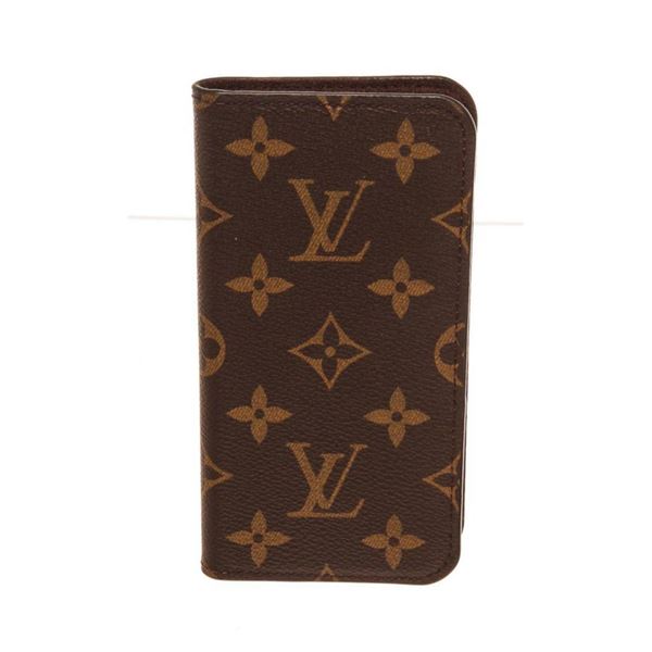 Louis Vuitton Brown Leather Monogram Iphone 10 Case