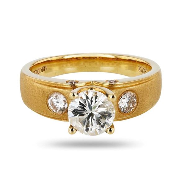 0.97 ctw SI2 Diamond 18K Yellow Gold Unity Ring (1.26 ctw Diamonds)