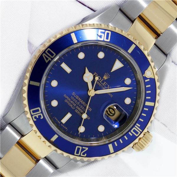 Rolex Mens 2T 18K Yellow Gold And Stainless Submariner 40MM With Box