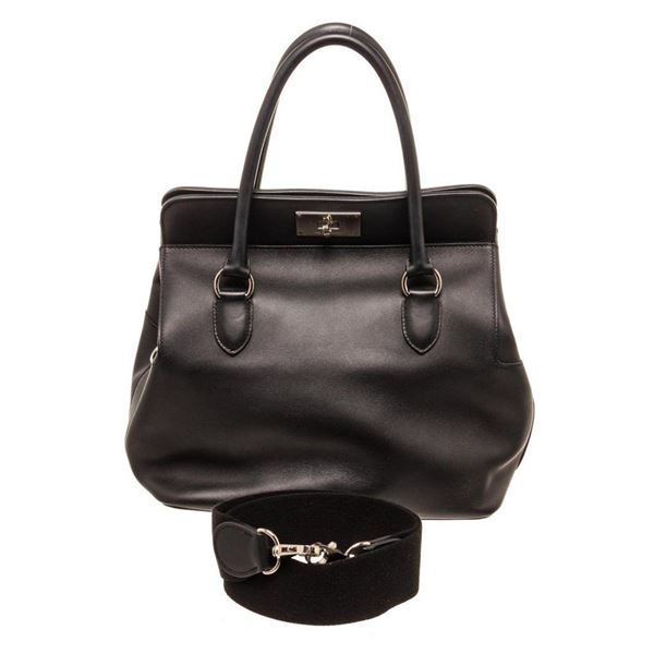 Hermes Black Leather Toolbox 26cm Handbag