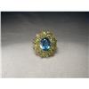 Image 1 : Rare 14K YG Blue Topaz Peridot Filigree Ring #2245868