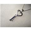 Image 1 : Estate 14K WG Gold Sapphire Heart Key Pendant #2245870