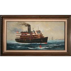 Contemporary Painting Boat on Lake Michigan  #2259204