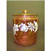 Image 1 : CRANBERRY GLASS BISCUIT BARREL HAND PAINTED #2259315
