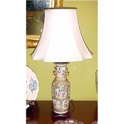 19th Chinese Famille Rose Baluster Vase Lamp #2259594