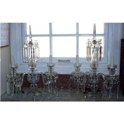 Old Pair Two-Arm Electrified Glass Table Lamps #2259951